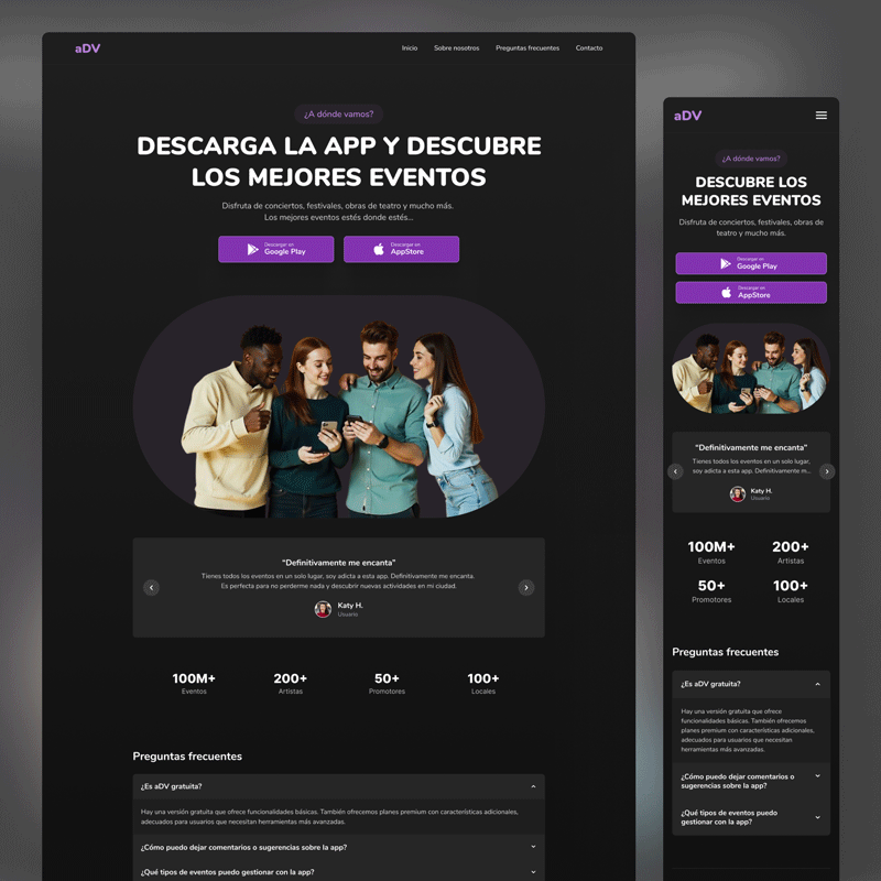 UI/UX case study for the ADV app and website redesign, showcasing the new responsive marketing website.