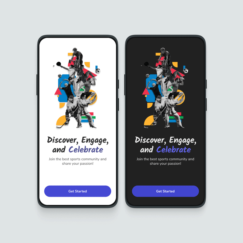 fandemic-app-light-and-dark-modes A side-by-side comparison of the Fandemic app's UI in both light mode and dark mode.