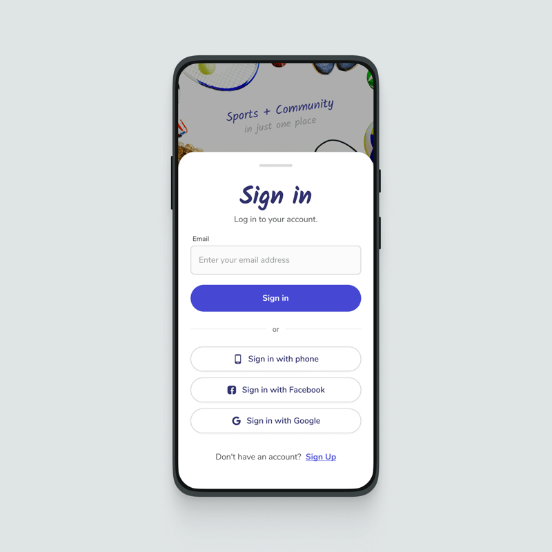 fandemic-app-signin-screen-ui The Fandemic app's sign-in screen, providing users with email, password, and social login options for easy access.