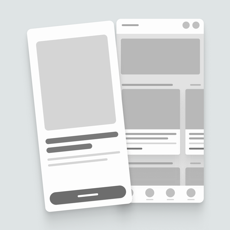 fandemic-app-ux-wireframes-journey-mapping Low-fidelity wireframes of the Fandemic sports app, outlining the user journey for the onboarding and home screens.